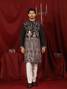 Luxe Men's Cotton Silk Fabric Ethnic Motifs Geometric Embroidered Kurta - Mauve
