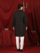 Luxe Men's Cotton Silk Fabric Ethnic Motifs Geometric Embroidered Kurta - Mauve