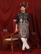 Luxe Men's Cotton Silk Fabric Ethnic Motifs Geometric Designed Kurta with Trouser Set - Mauve