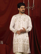 Luxe Men's Tissue Floral Zari Embroidery Daman Work Kurta