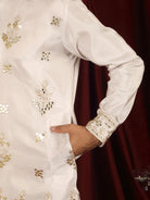 Luxe Men's Tissue Floral Zari Embroidery Daman Work Kurta - Mauve