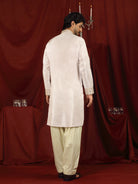 Luxe Men's Tissue Floral Zari Embroidery Daman Work Kurta with Salwar Set - Pink
