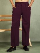 Luxe Men's Japanese Heavy Embroidery Club Motif V-Neck Kurta with Trouser Set - Wine