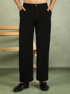 Luxe Men's Japanese Yoke Design Multi Floral Embroidery V-Neck Kurta with Trouser Set - Black