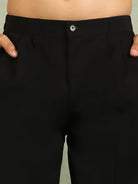 Luxe Men's Japanese Yoke Design Multi Floral Embroidery V-Neck Kurta with Trouser Set - Black