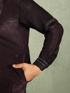 Luxe Men's Velvet Fabric Zari Embroidered with Beads & Sequin Work Kurta with Trouser Set - Wine