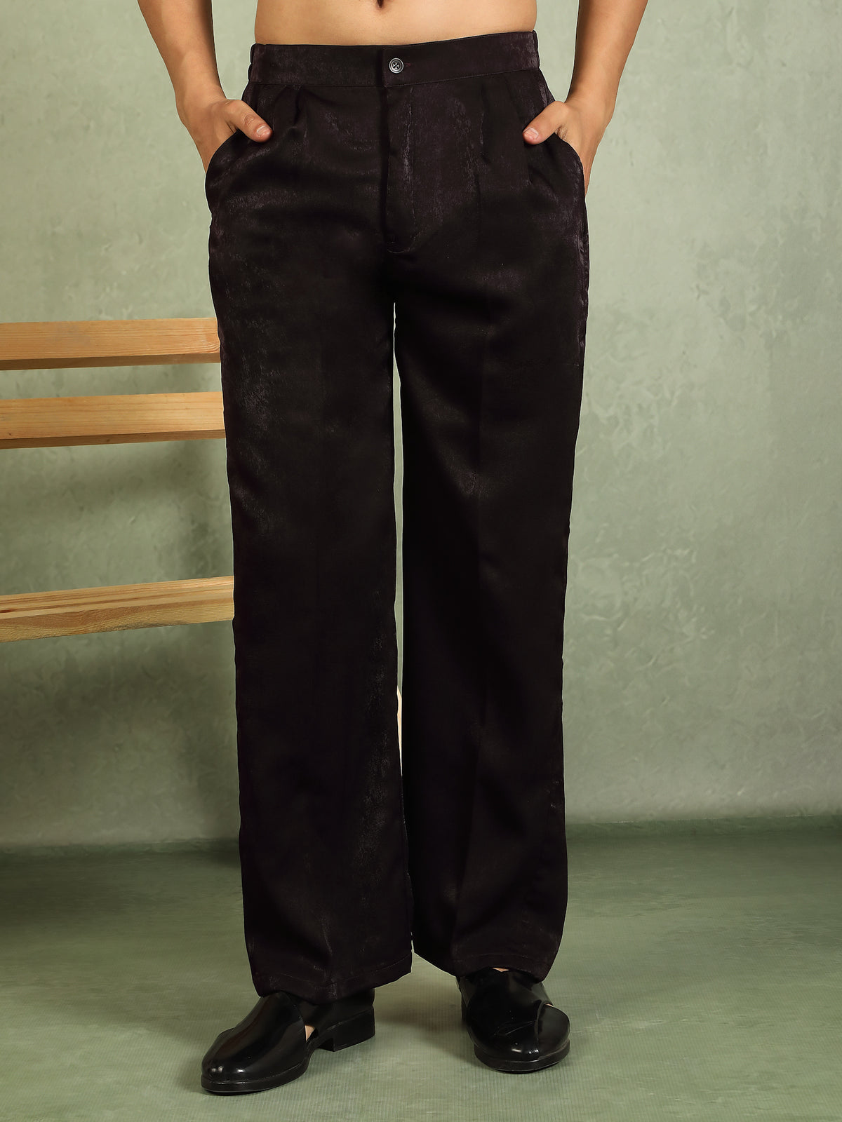 Luxe Men's Velvet Fabric Zari Embroidered with Beads & Sequin Work Kurta with Trouser Set - Wine