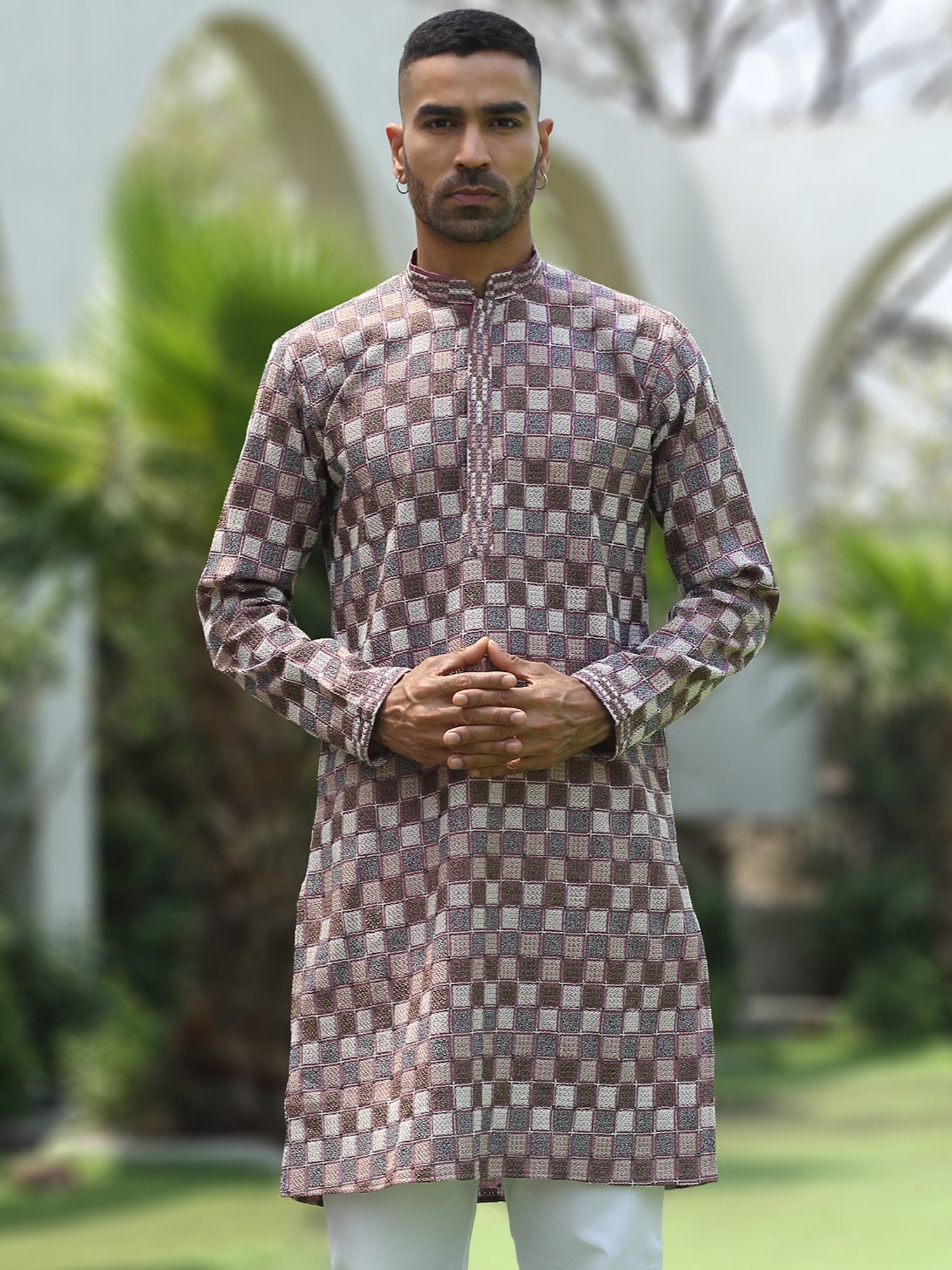 Cotton Rayon Embroidered Chikankari Sequinned Kurta