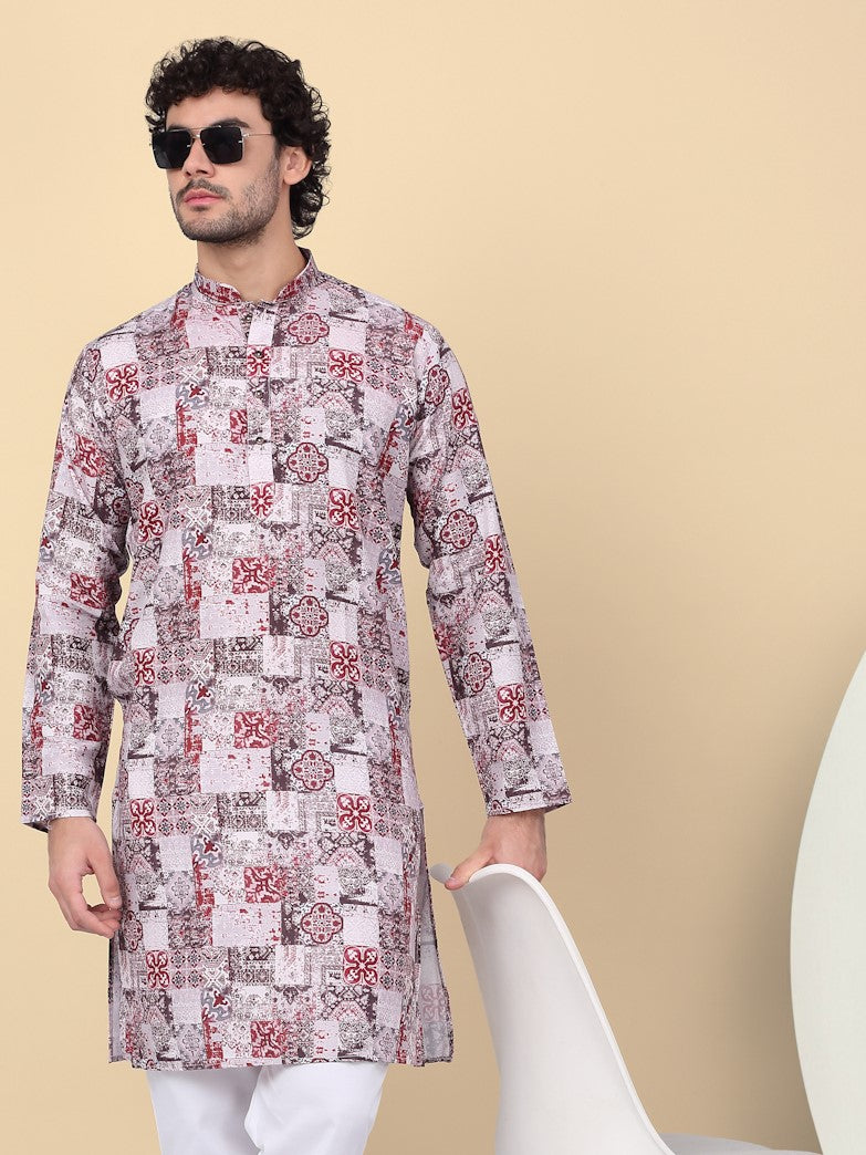 KRAFT INDIA Men's Cotton Regular Fit Abstract Printed Kurta