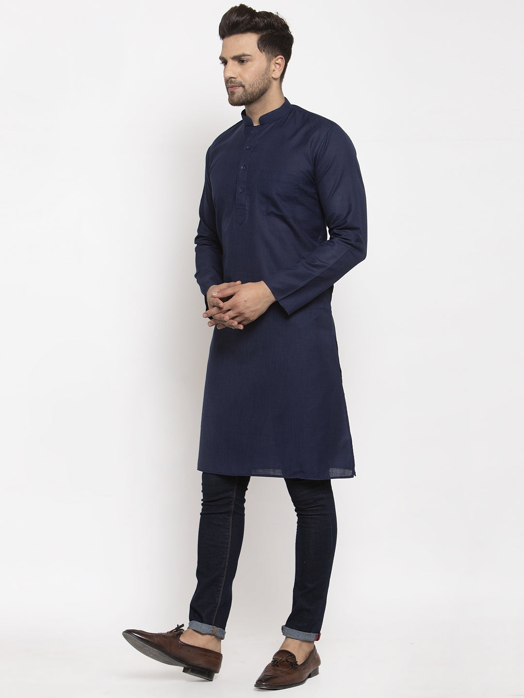 Men's Cotton Blend Solid Kurta