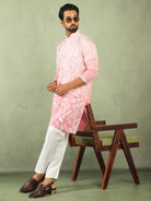 Men Ombre Embroidered Cotton Silk Kurta - Pink