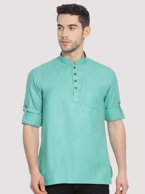 Men's Cotton Solid Waist Length Short Kurta