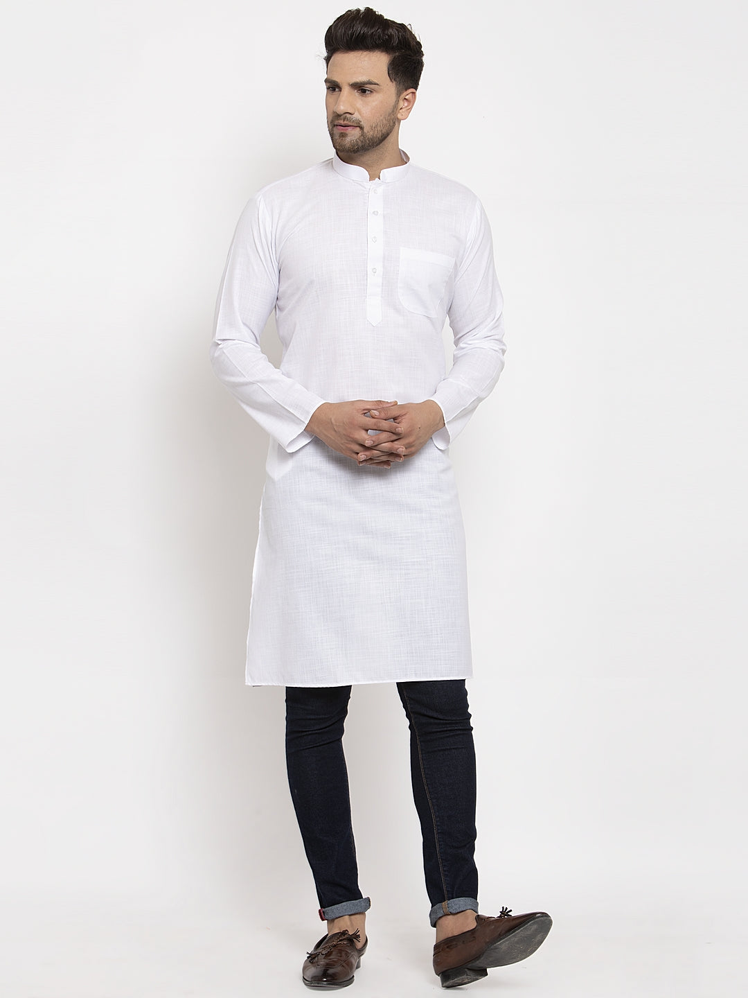 Men's Cotton Blend Solid Kurta