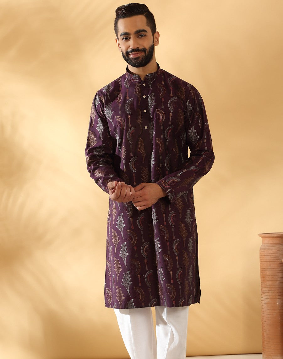 LUXE- Cotton Silk Embroidered Floral Work Kurta